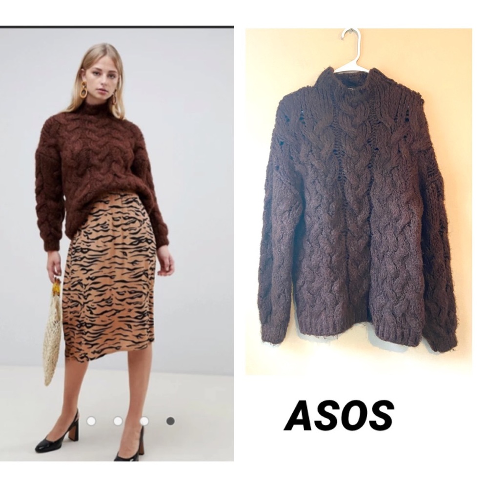 ASOS MNG Oversized Chunky cable knit Sweater Brown
